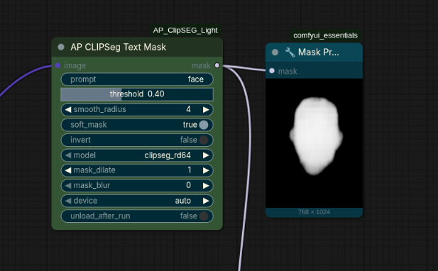 AP CLIPSeg Text Mask node