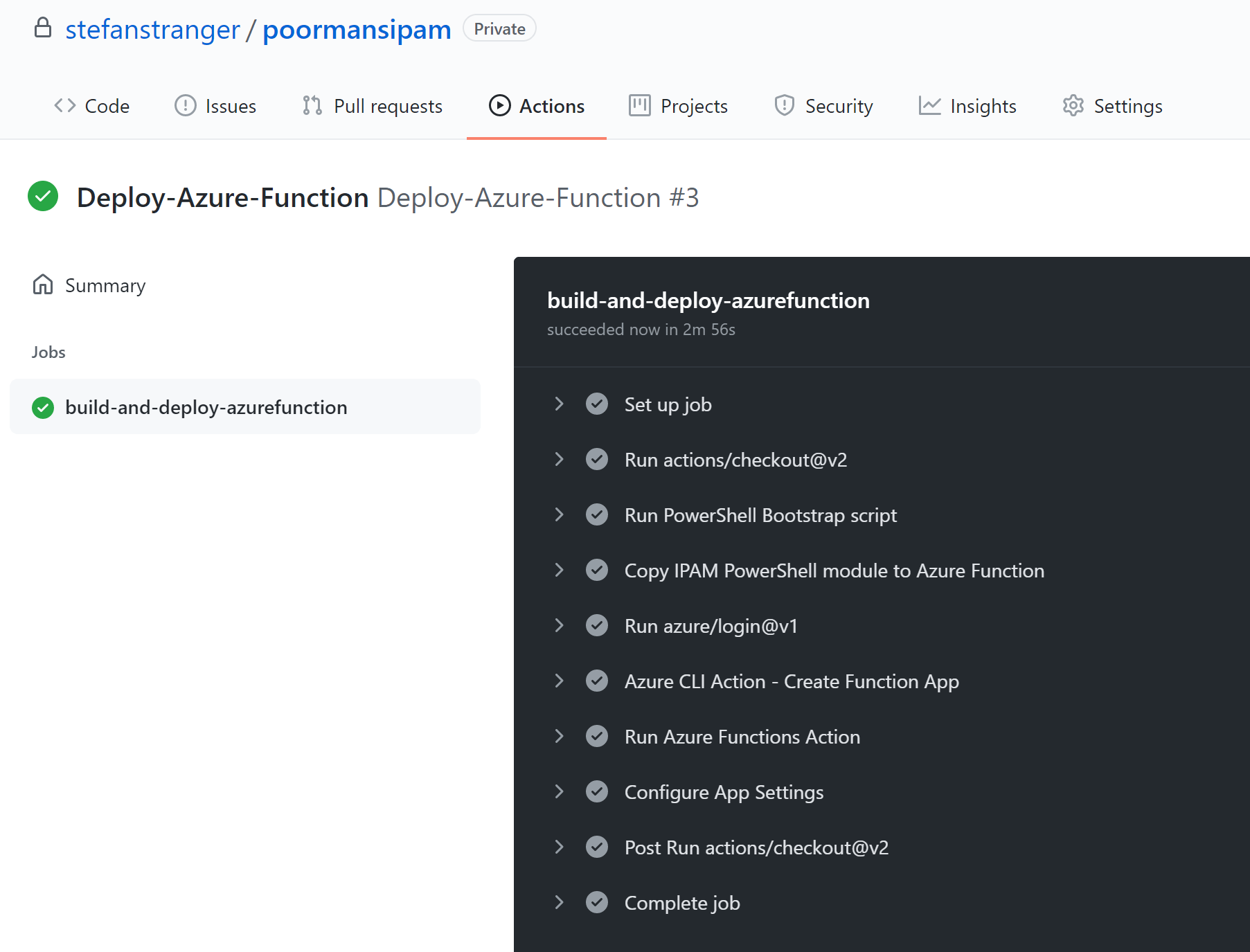 Deploy Azure Function with Github Workflow