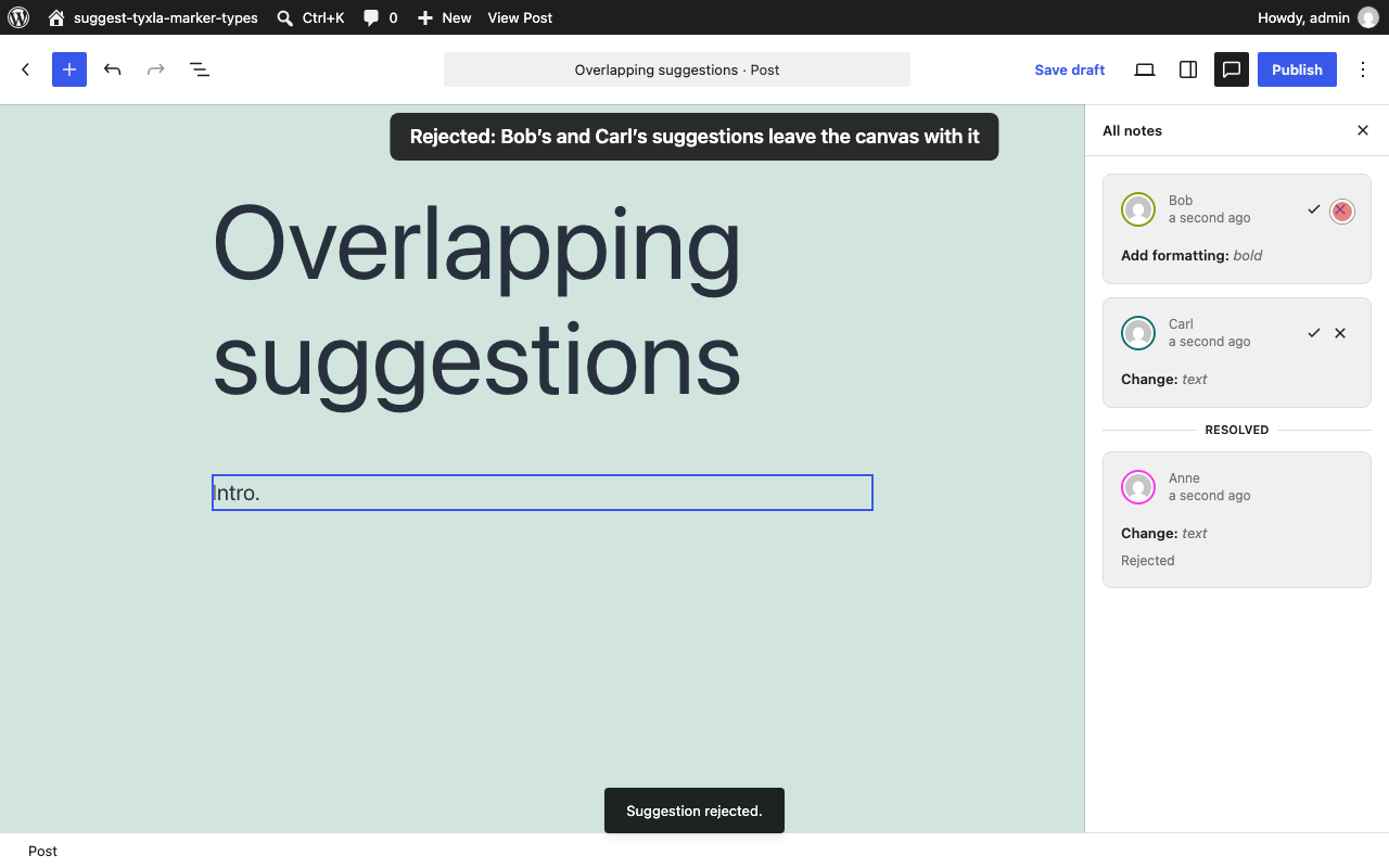 After rejecting the parent addition, the nested suggestions are outdated