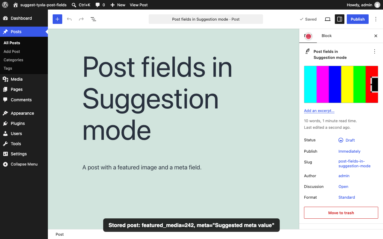 Before: excerpt and featured image changed directly