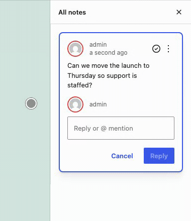 Screencast: hovering a note reveals the add-reaction trigger, picking a heart and a rocket adds pills that the trigger trails, and deselecting the note keeps the pills