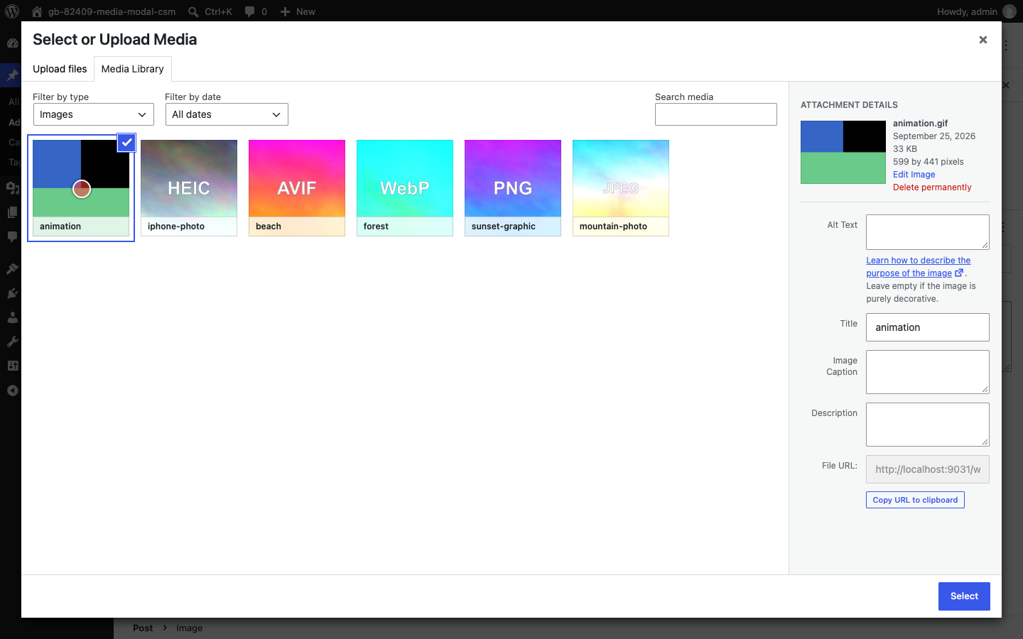 GIF attachment details
