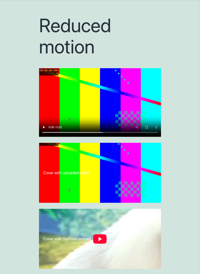 Editor reloaded with reduced motion, videos at 0:00