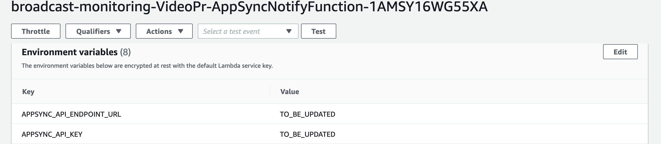 Lambda console screenshot