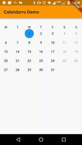 Flutter Calendar widget library