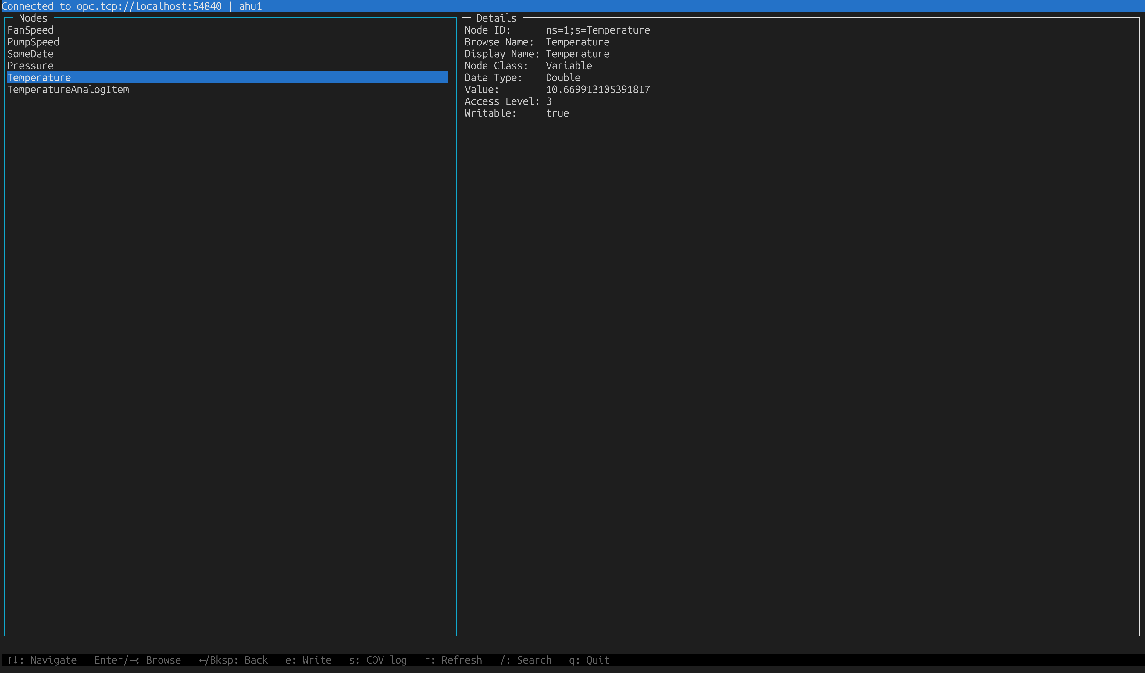 OPC-UA Browser TUI