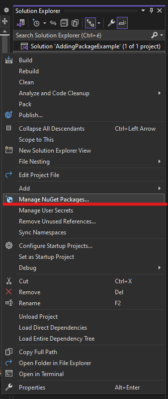 Manage NuGet Packages