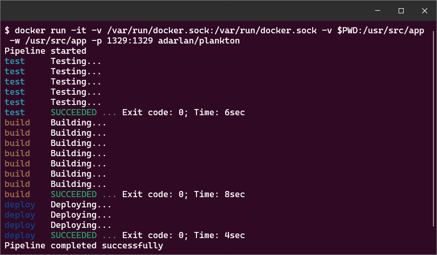 Pipeline logs on terminal