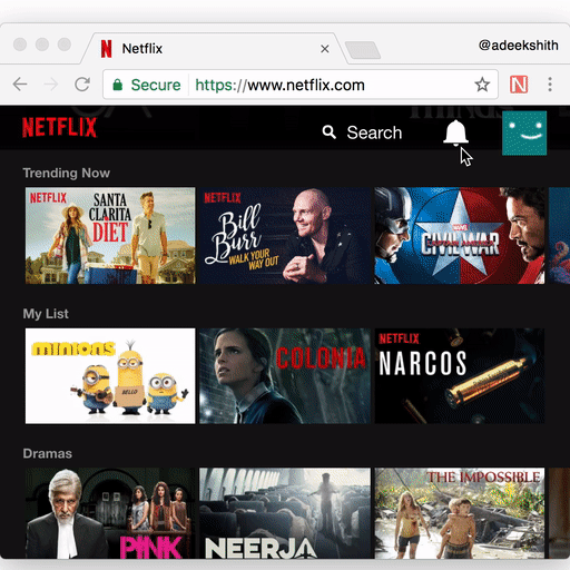 Netflix Categories Chrome Extension Screenshot