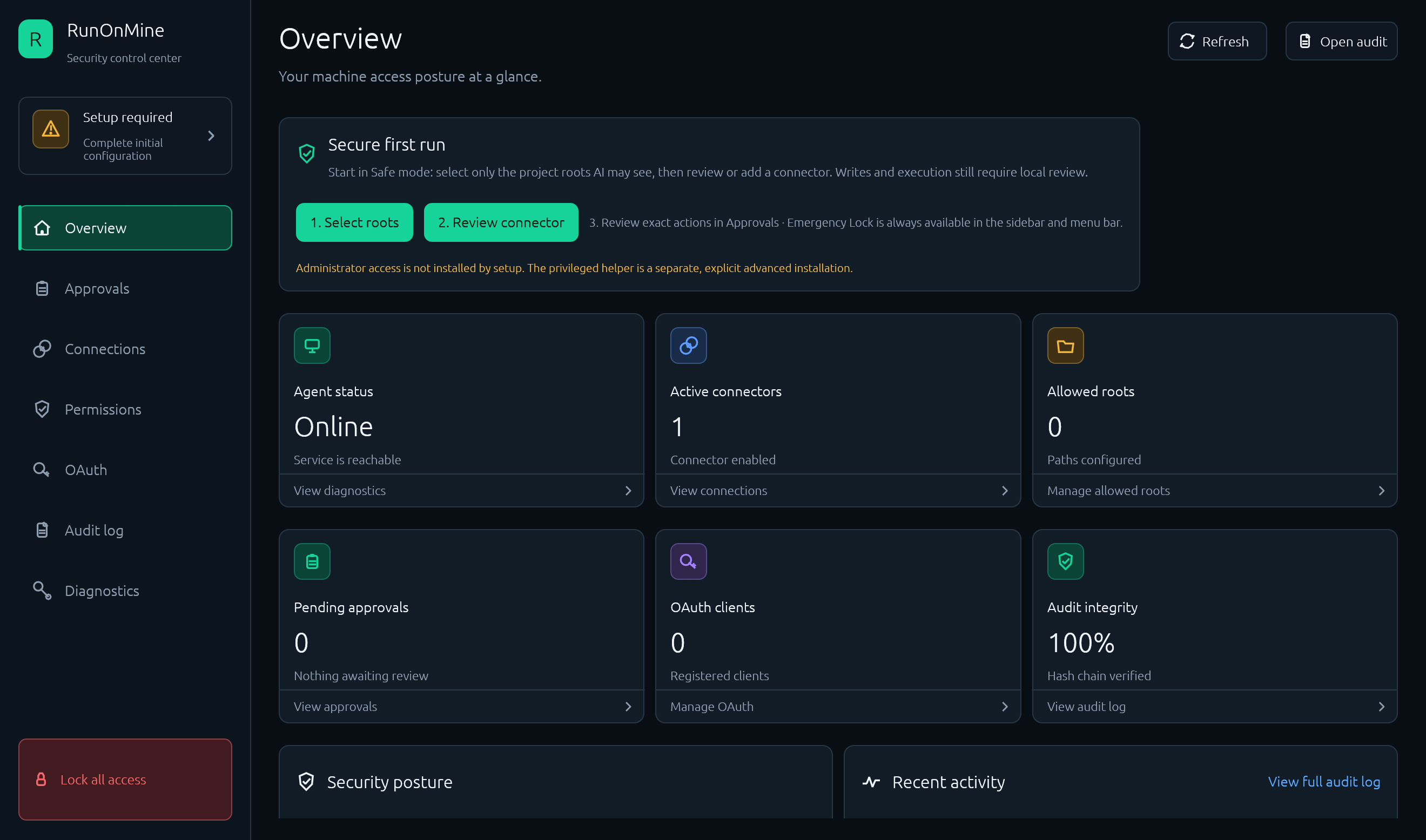 RunOnMine security control center