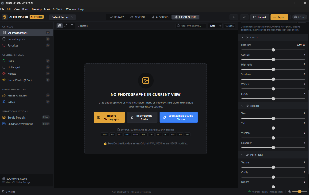 Afro Vision AI Studio Interface Screenshot