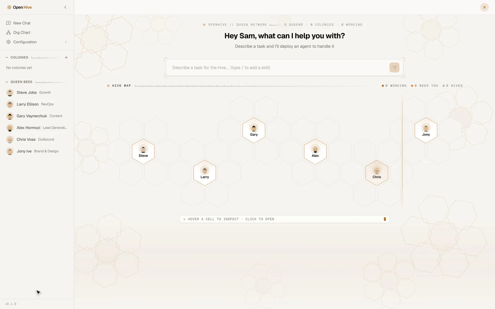 Home: the hive map of queens and colonies