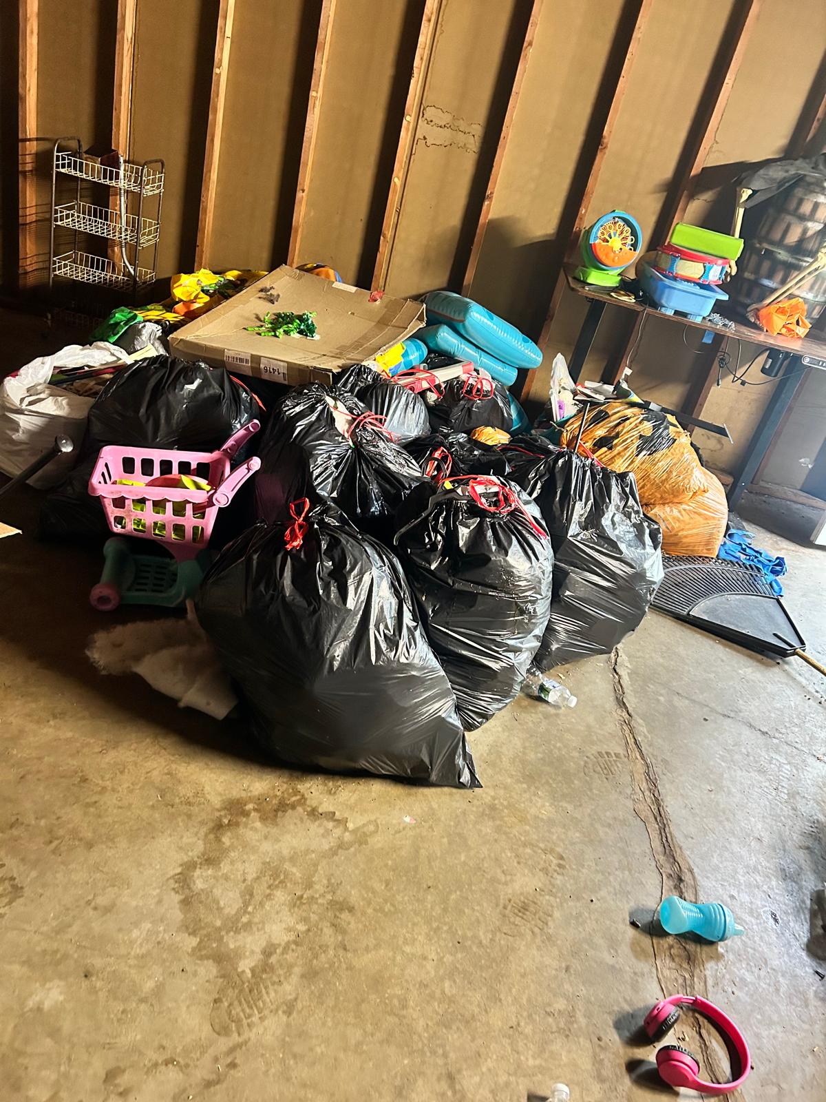 Bagged household junk ready for pickup