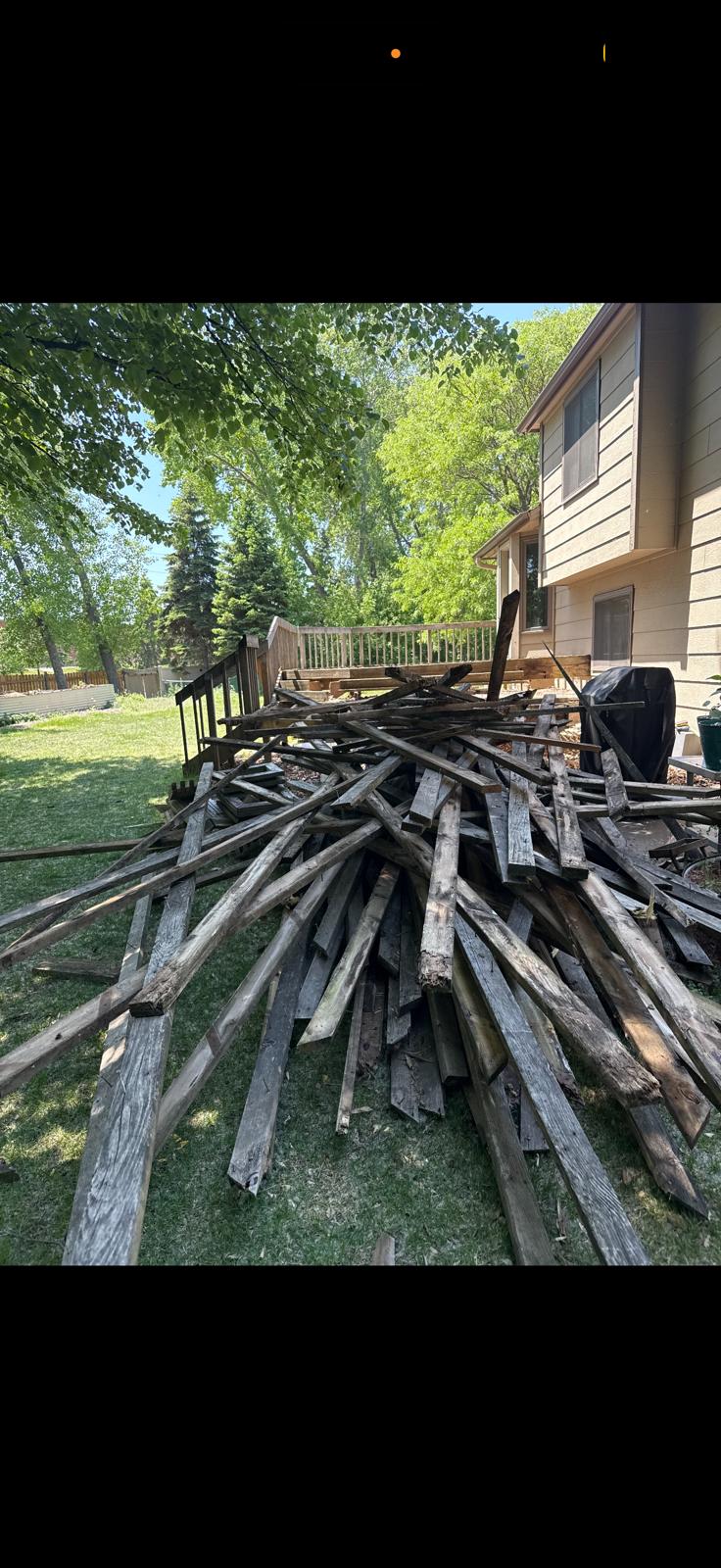 Deck demolition debris removal