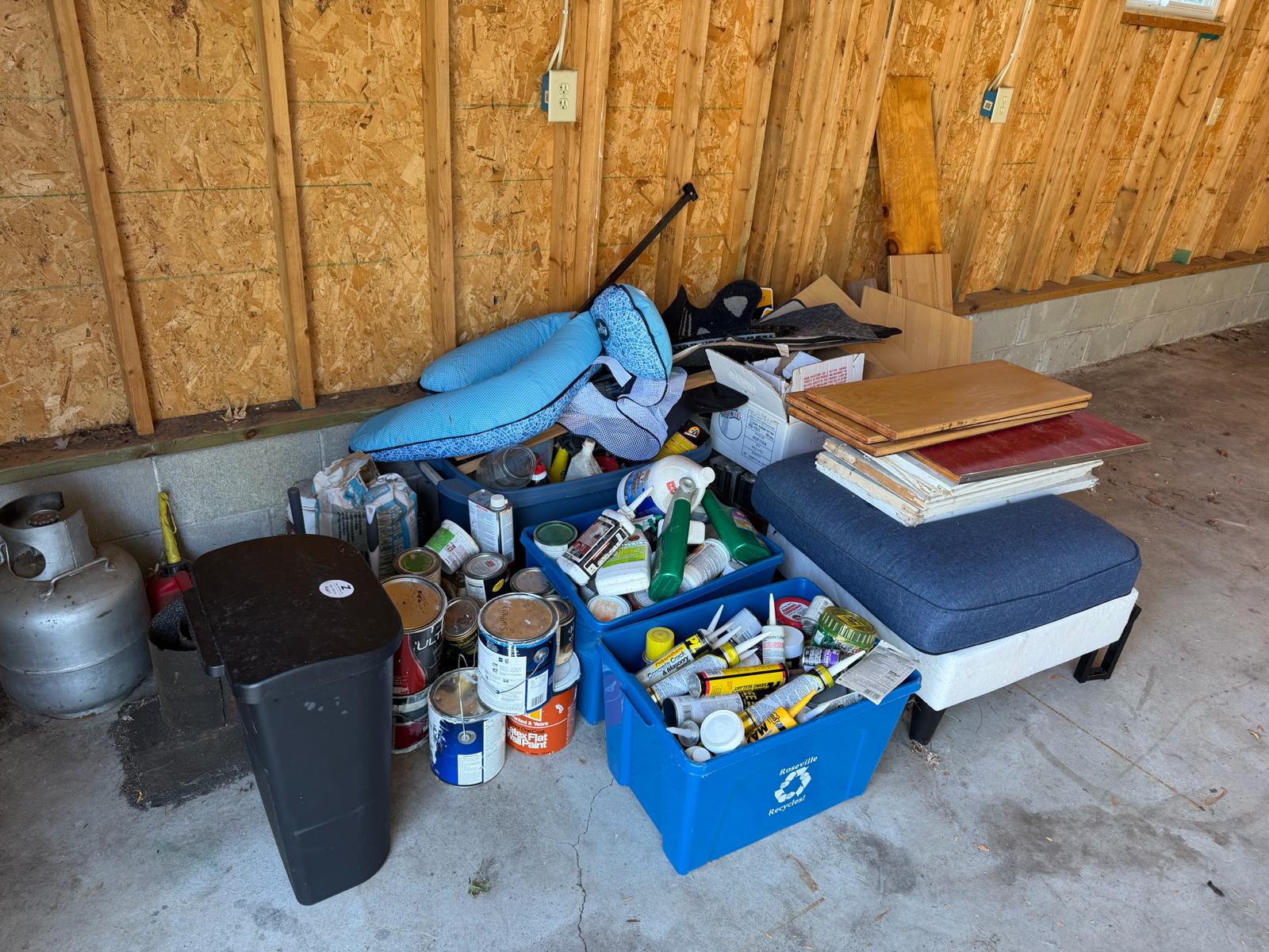 Household items ready for garage pickup