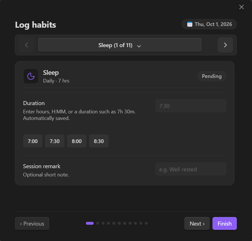 Daily habit logging
