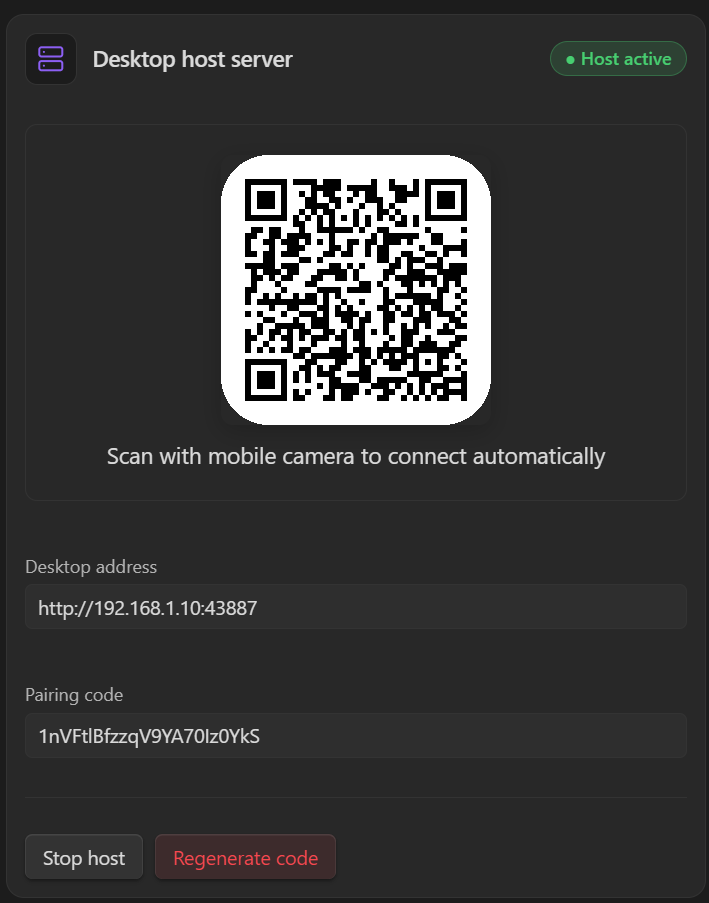 Desktop QR code generated