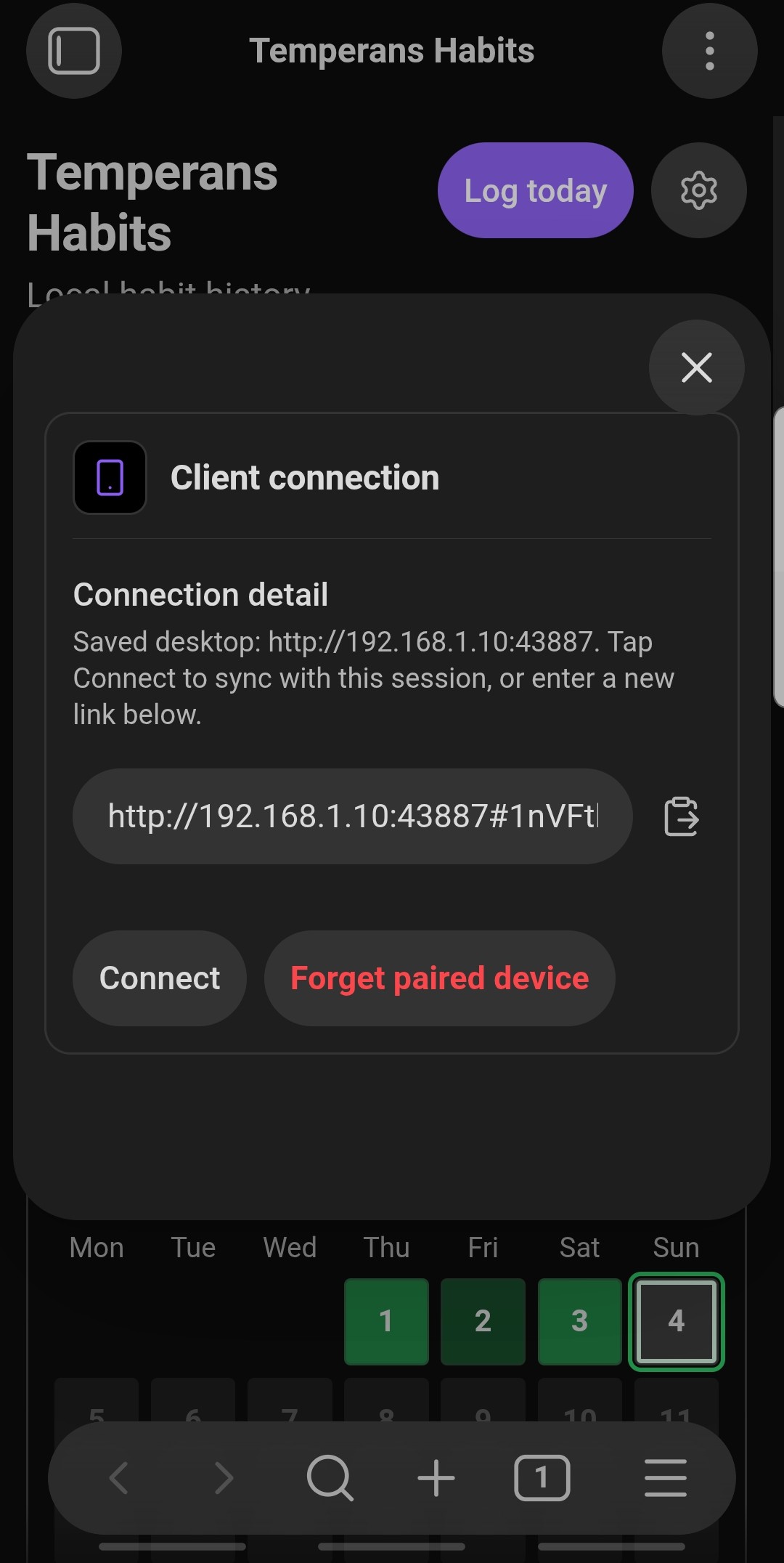 Mobile after scanning QR