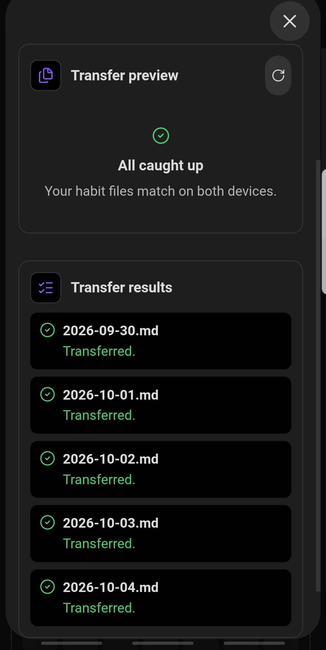 Transferring selected files