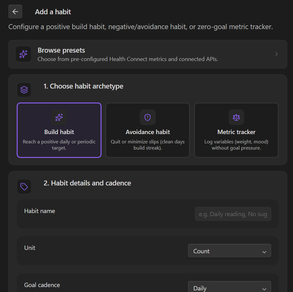 Add a habit form