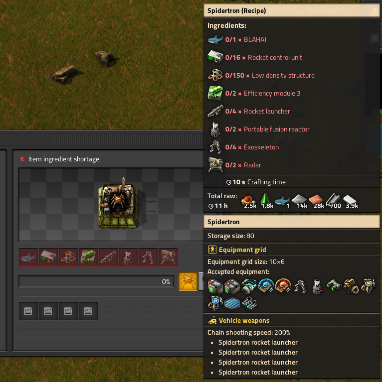 a screenshot of the spidertron crafting recipe