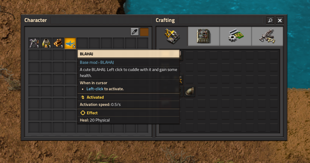 a screenshot of the blahaj item tooltip