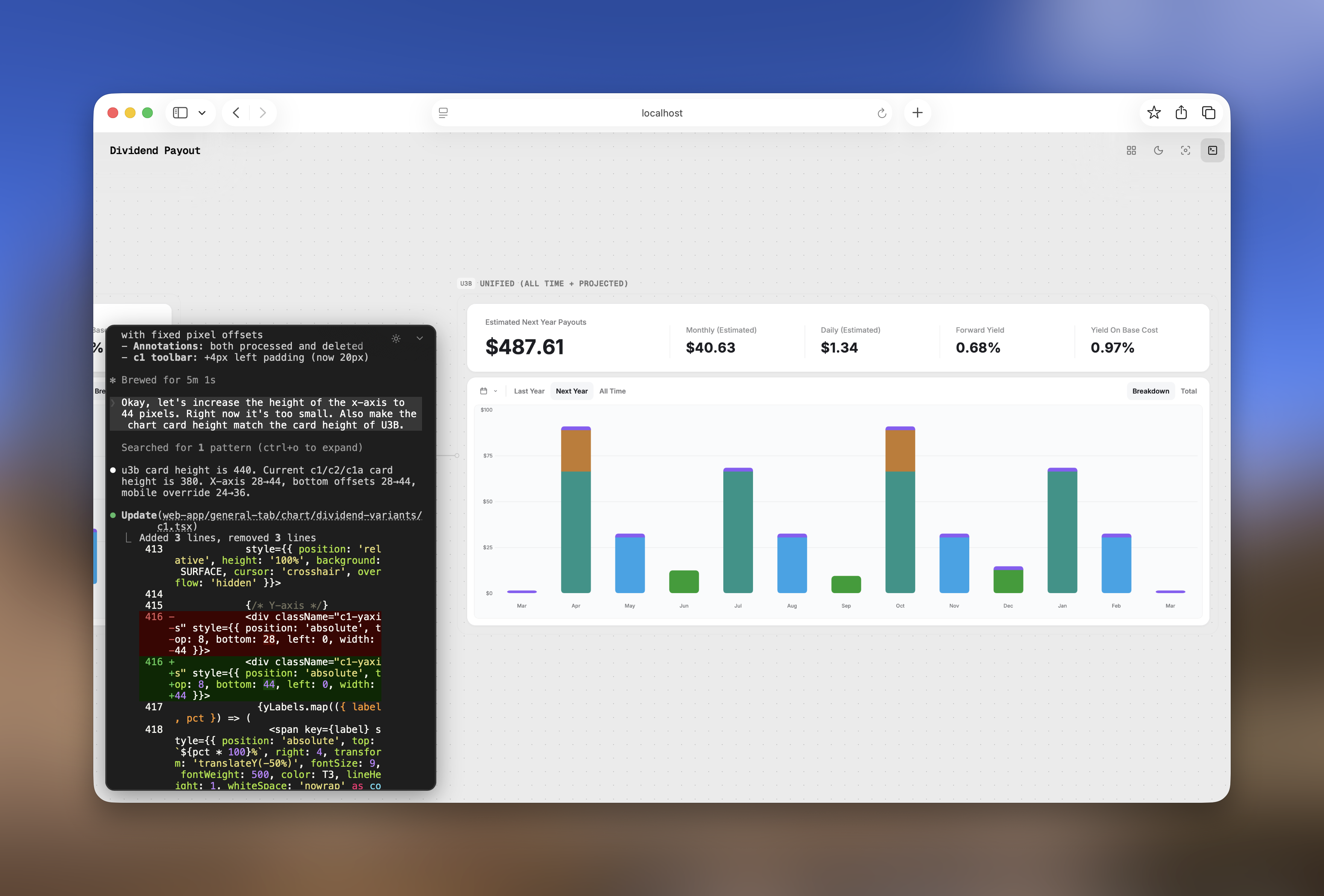 Claude Code running inside the embedded terminal