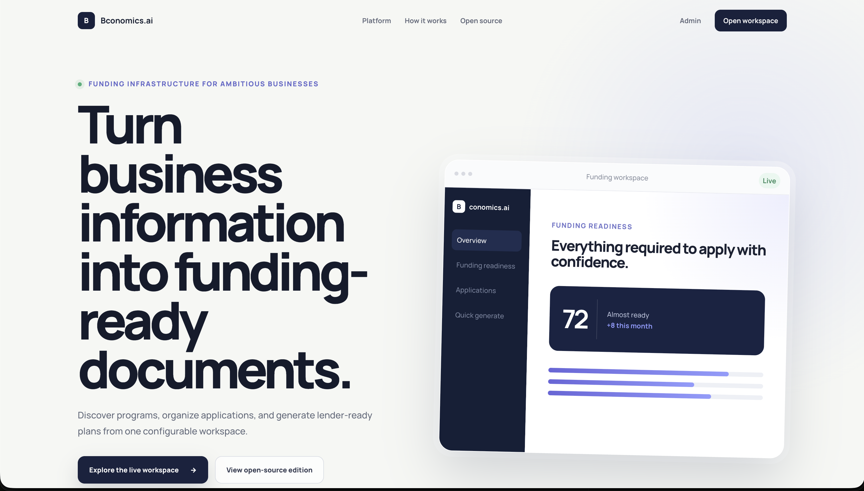 OpenBcon landing page
