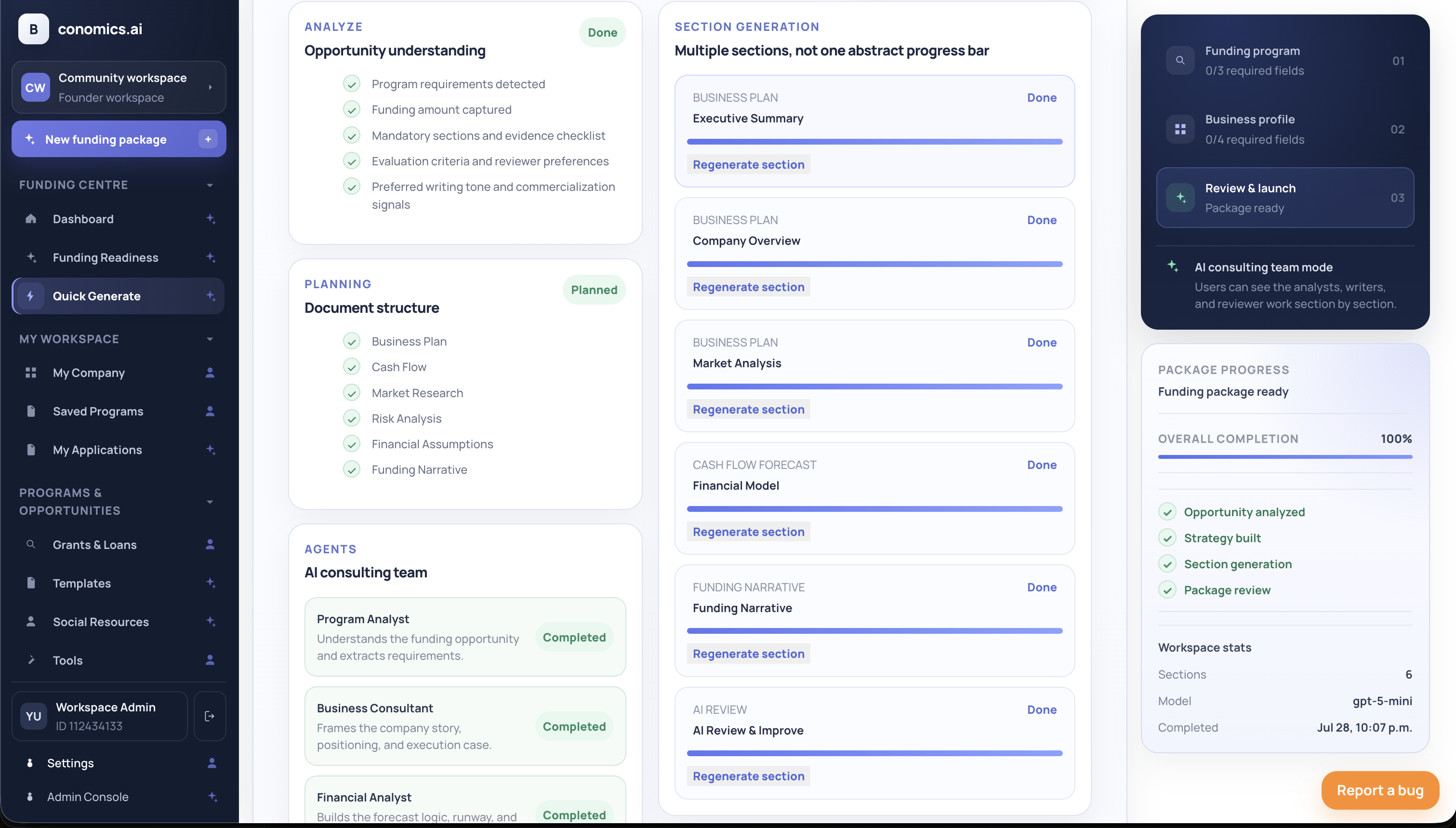 Funding Shortlist page