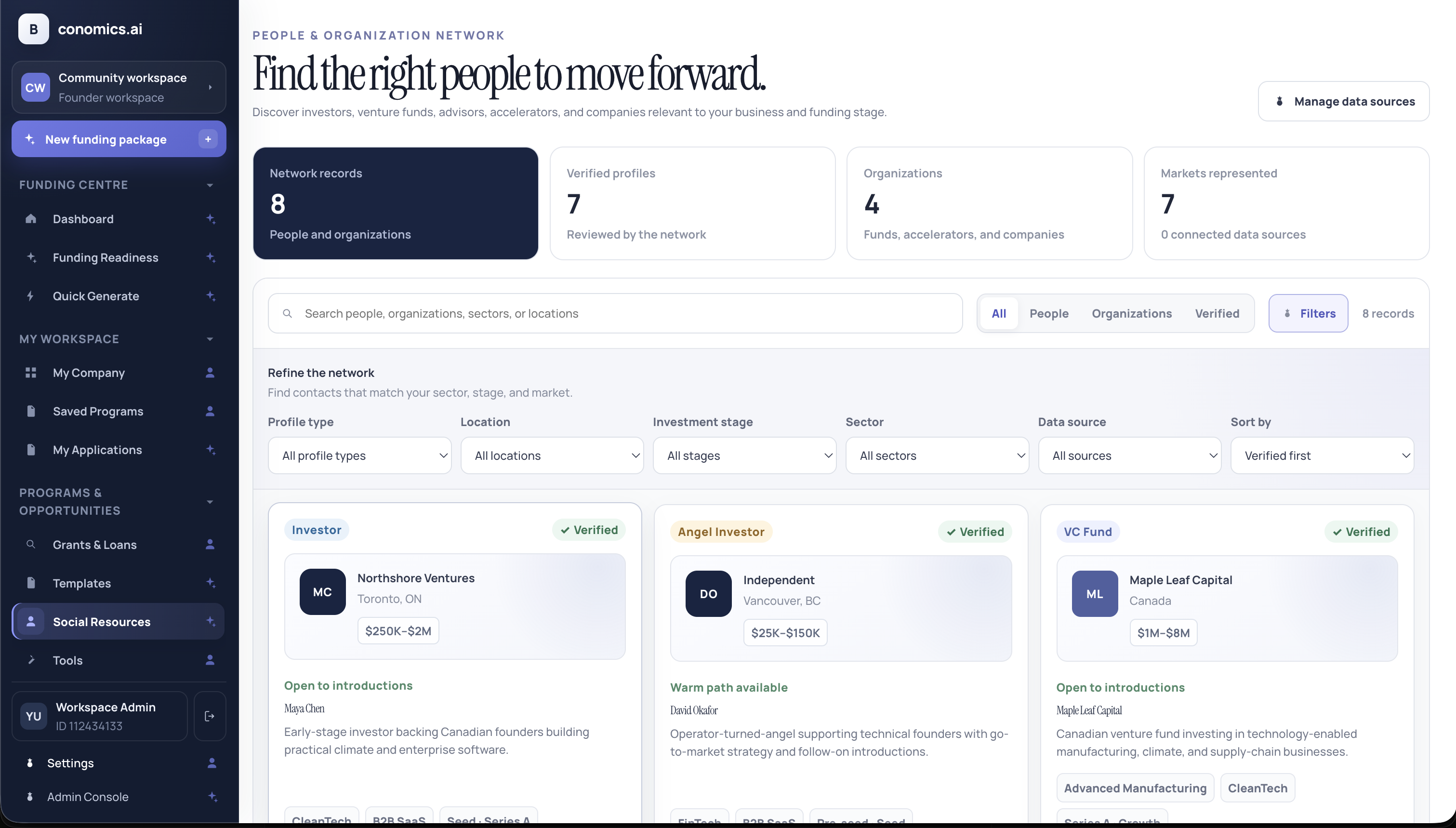 Admin Console page