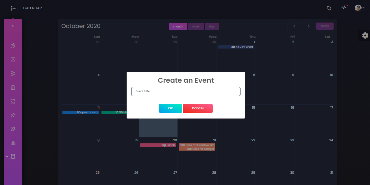 Black Dashboard PRO - Charts JS.