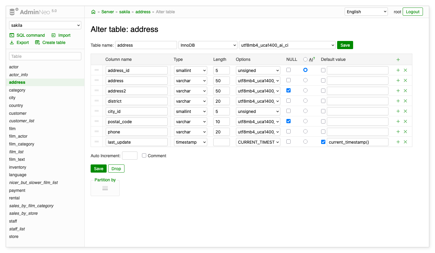 Screenshot - Alter table