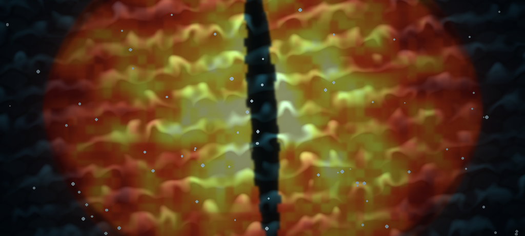 Something burning under dark water, looking up