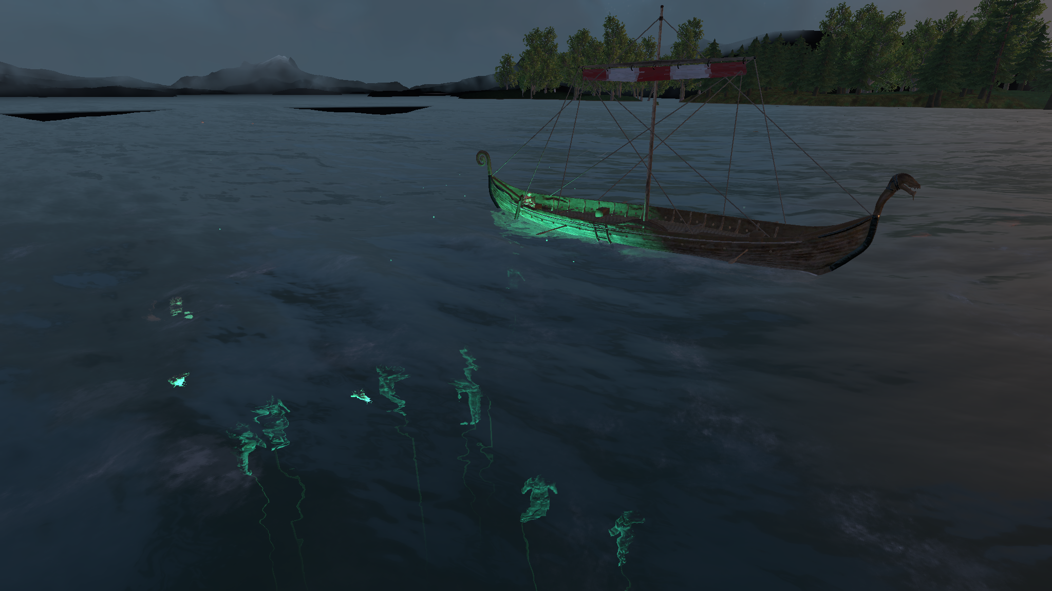 The drowned in the foreground, the ship behind them