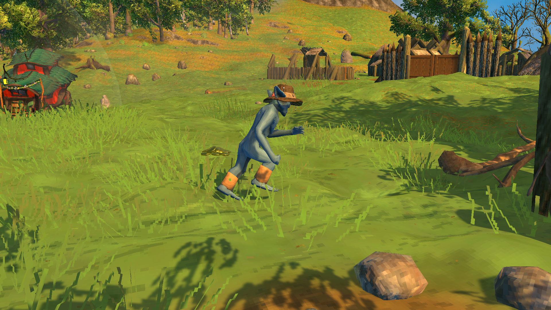 The Coin Thief running off, a coin dropping behind him
