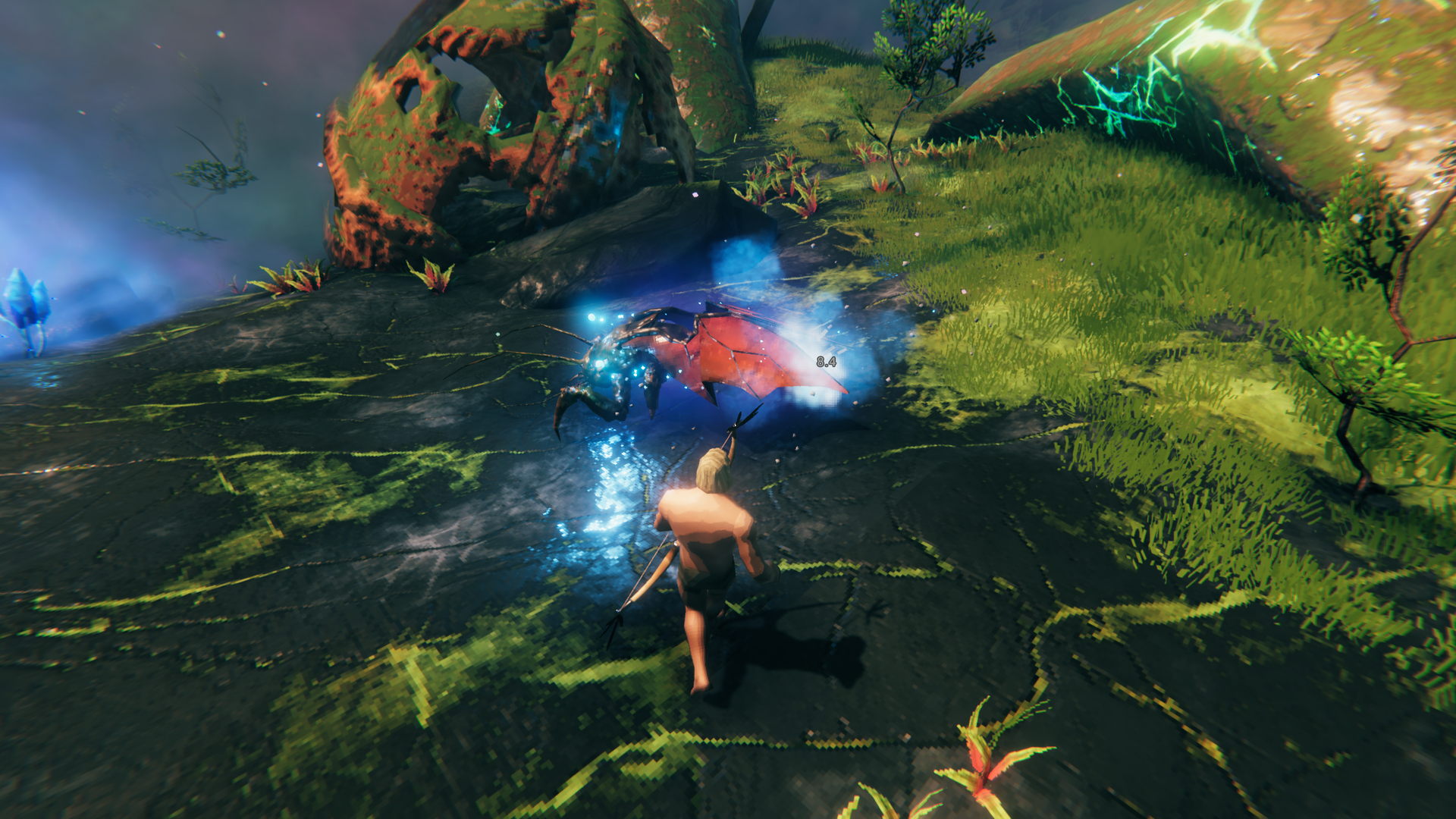 A Seeker lit up by the wisp of the arrow that hit it