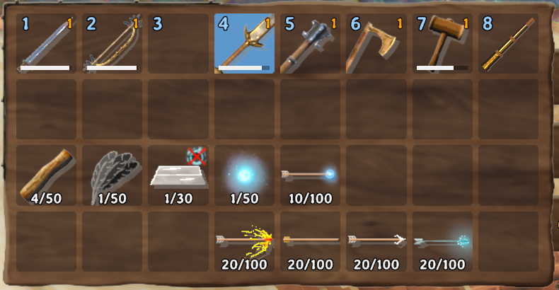 One craft's ingredients beside the arrows it makes