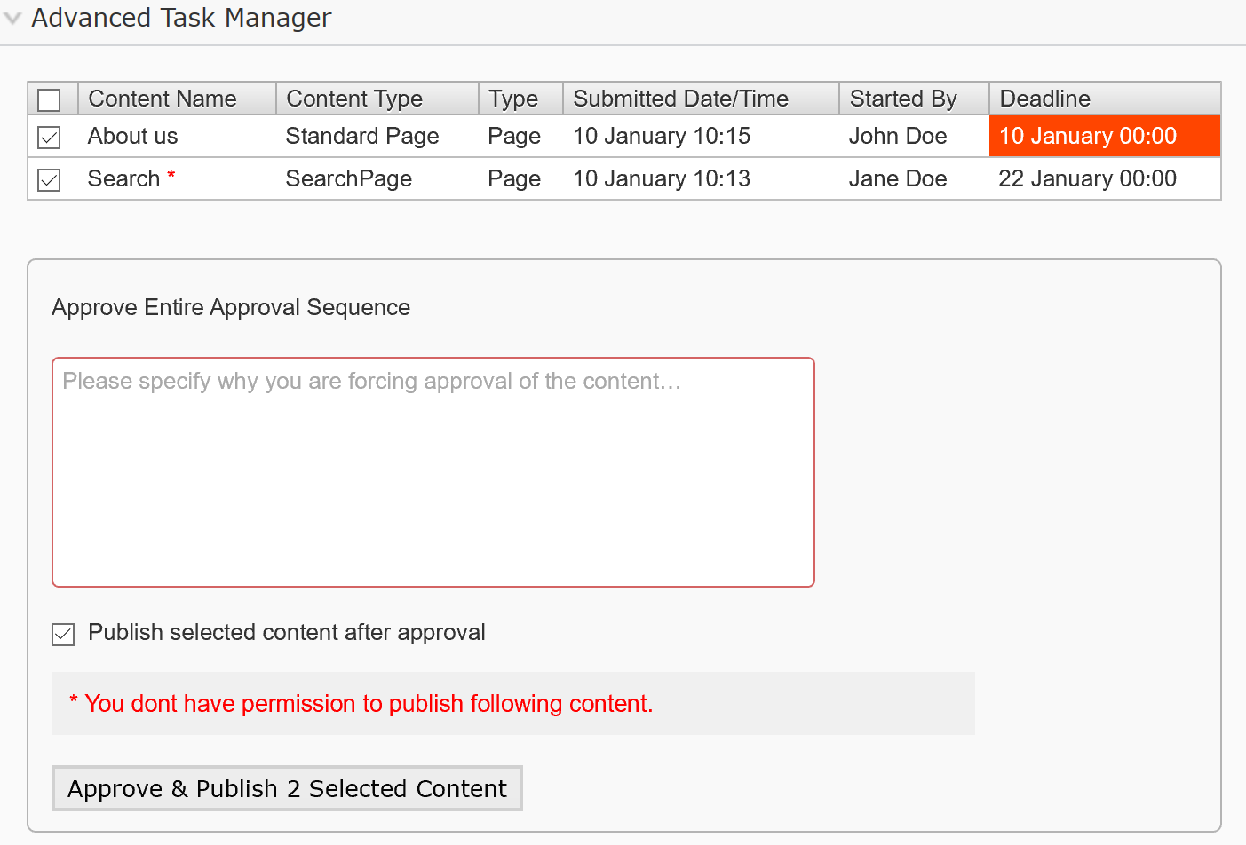 Publish content after approval