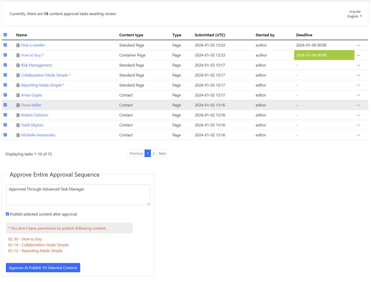 Publish content after approval