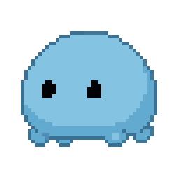 Ally logo, a small blue pixel art creature