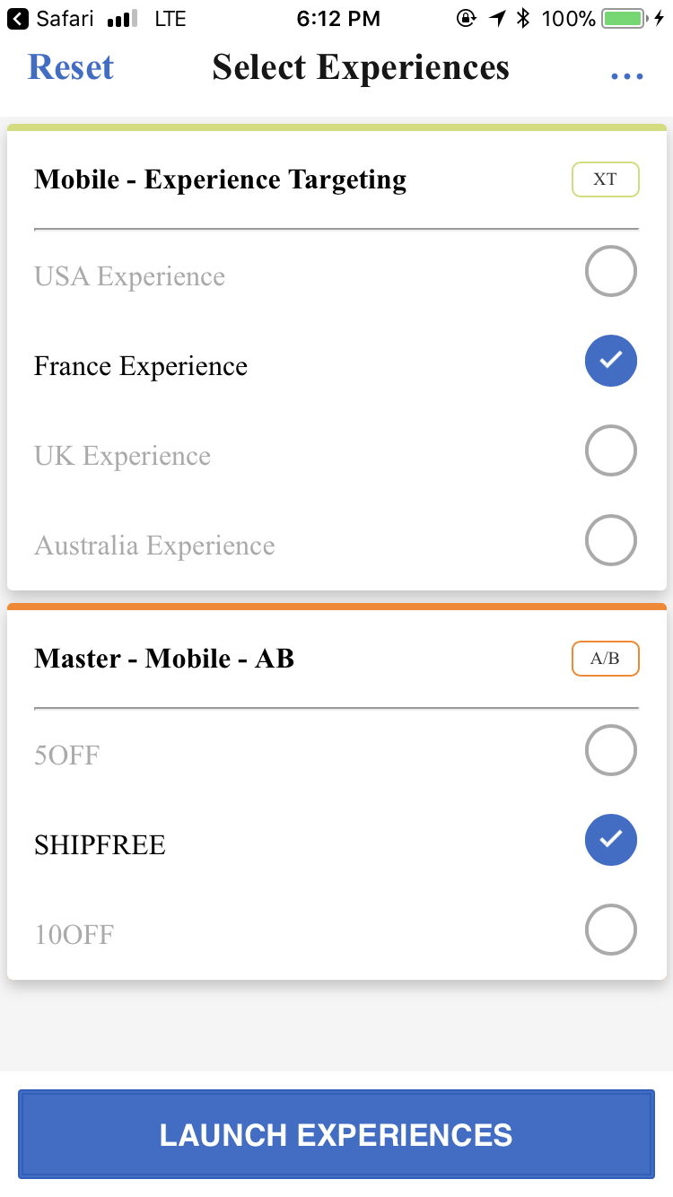 Experience Selection