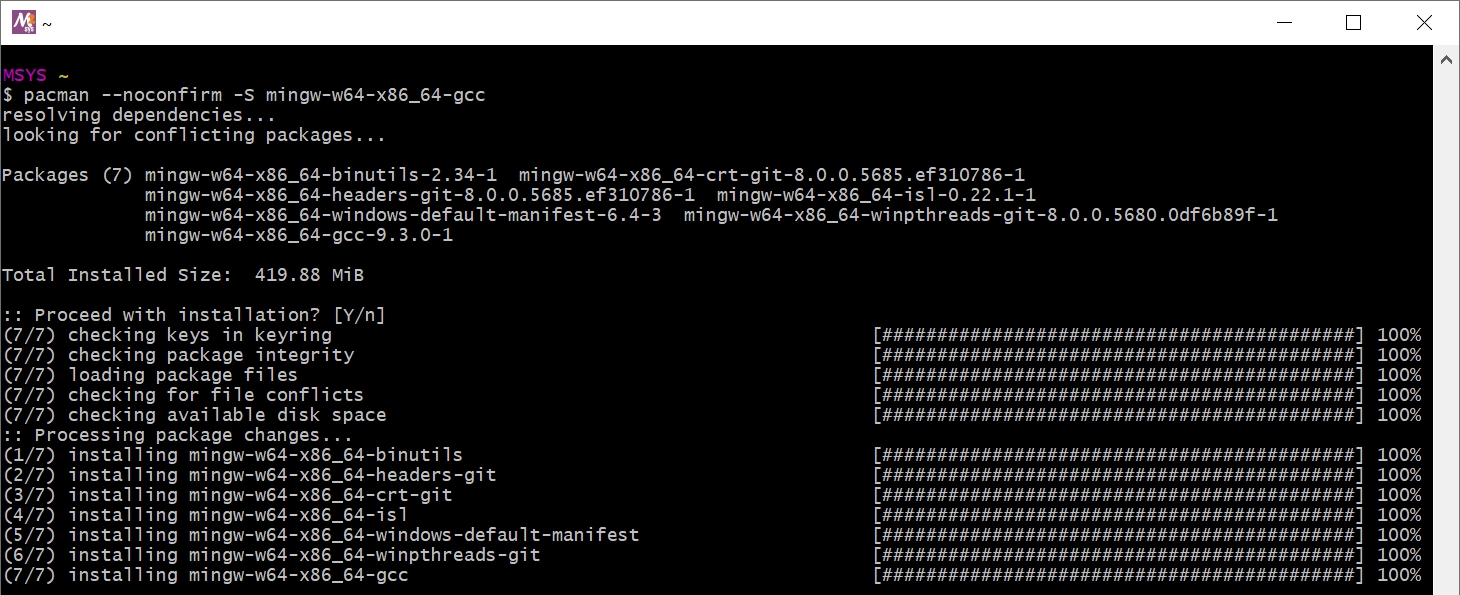MSYS2 install MinGW-W64