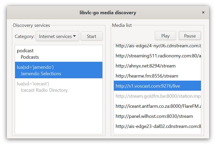 libvlc-go media discovery