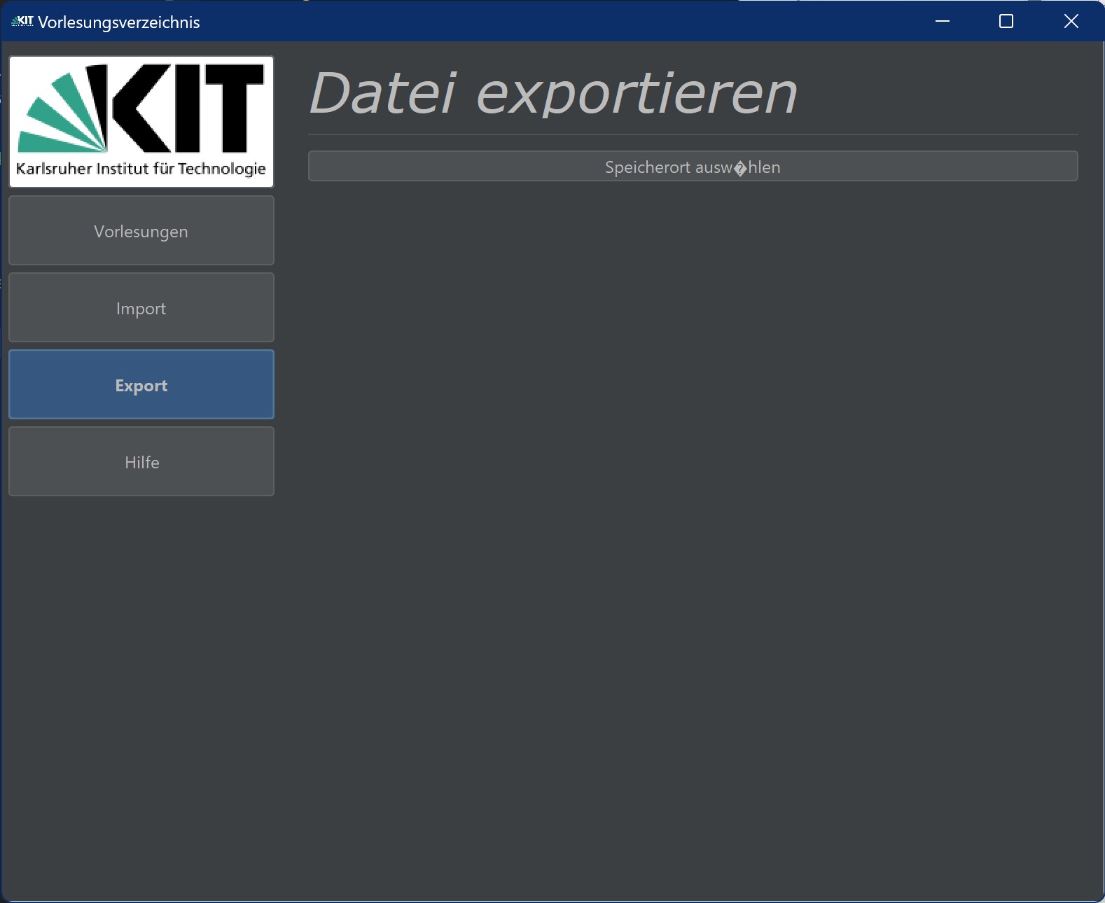 GUI Screenshot Export Page