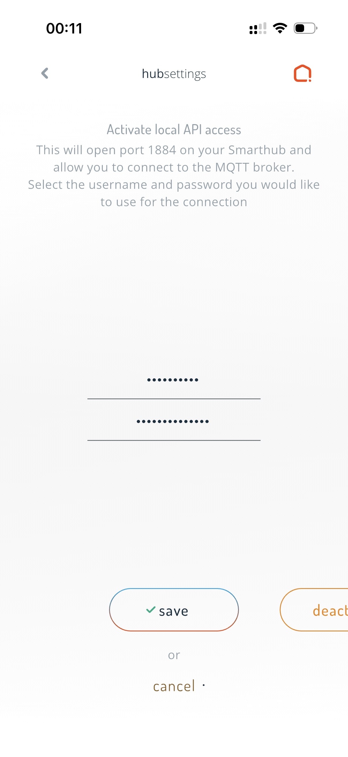 Local API screen