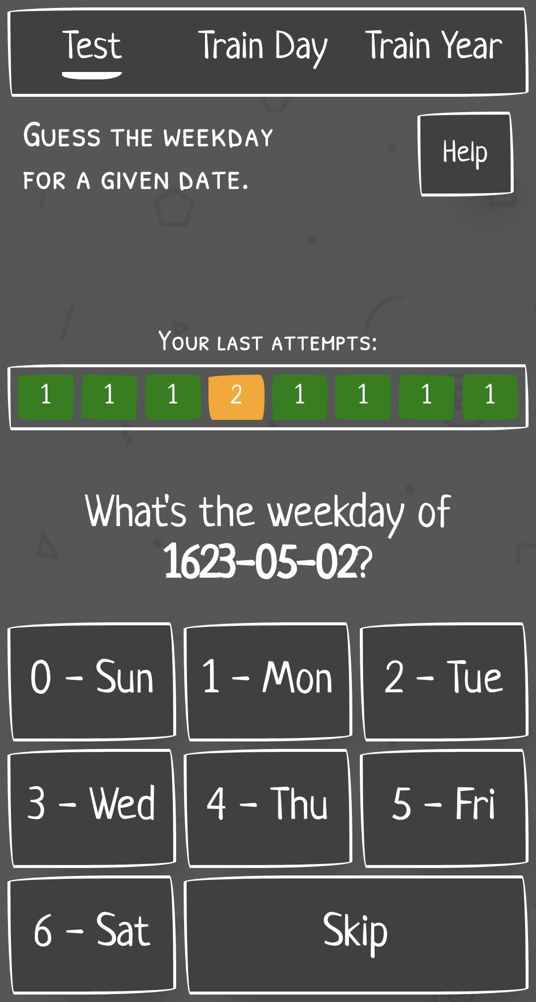 Test your skills by calculating the weekday of a given day