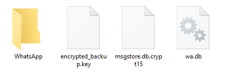 Android folder structure with WhatsApp Crypt15 Backup