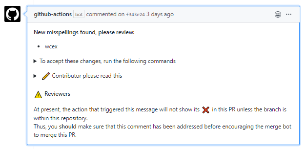 github action comment