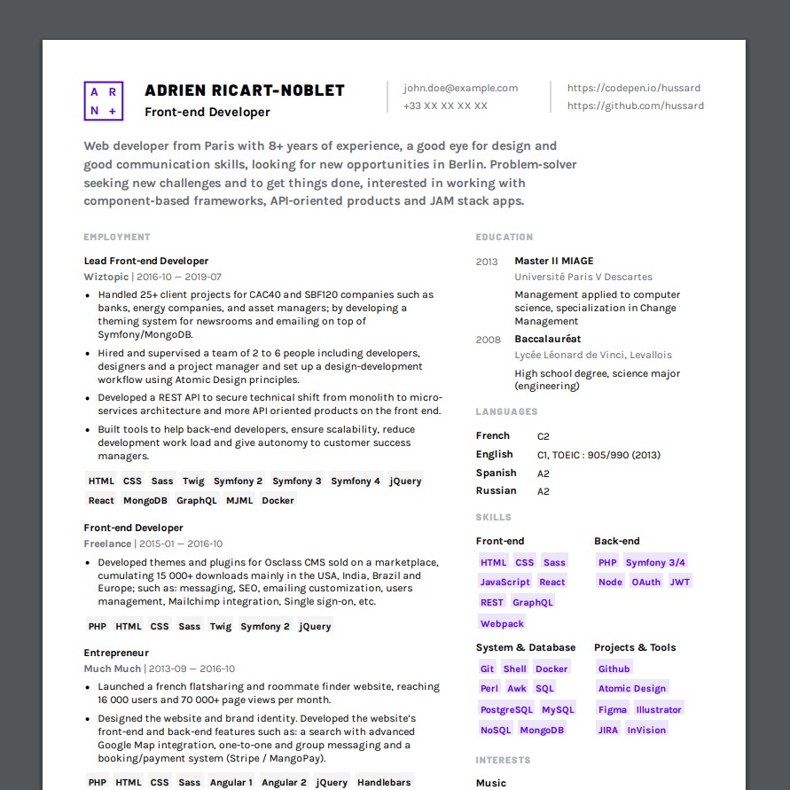 PDF resume preview