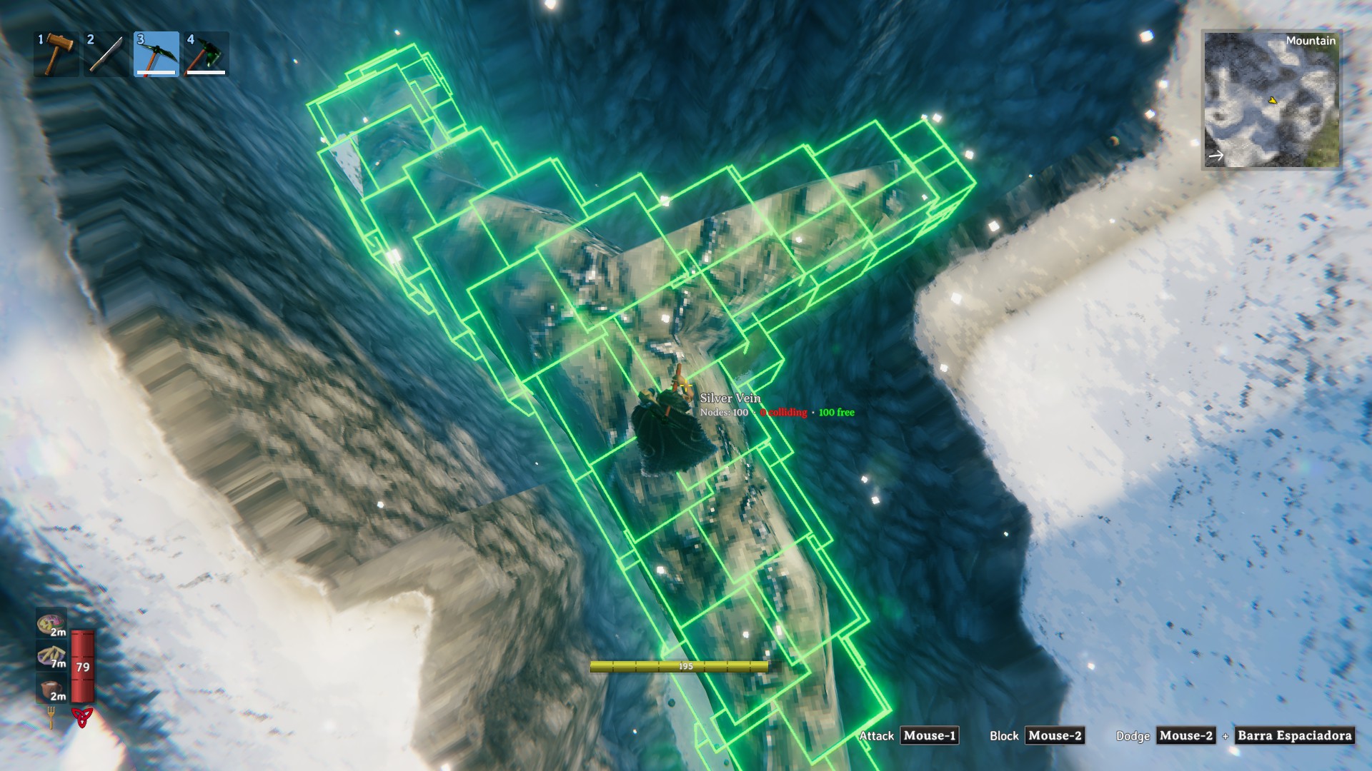 A silver vein in the Mountains, dug out of the snow: all 100 nodes are free